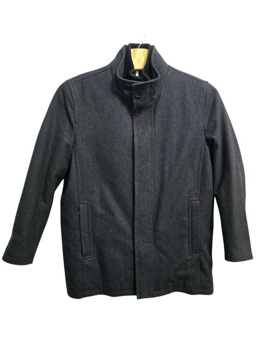 Cole Haan Signature Mens XL Charcoal Gray Wool Melton Car Coat With Nylon Bib